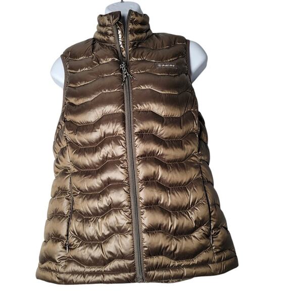 Ariat Ideal 3.0 Down Vest XS Brown Water Repellent Packable Western Outdoor - Picture 1 of 7